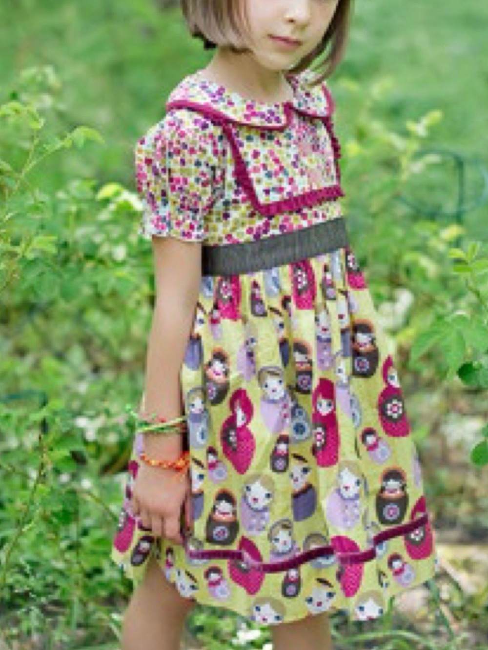 Matilda Jane Character Counts Girls Dress Size 2 Floral Nesting Doll Print